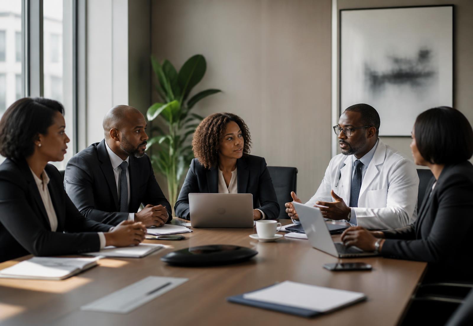Healthcare leadership team reviewing hiring plans